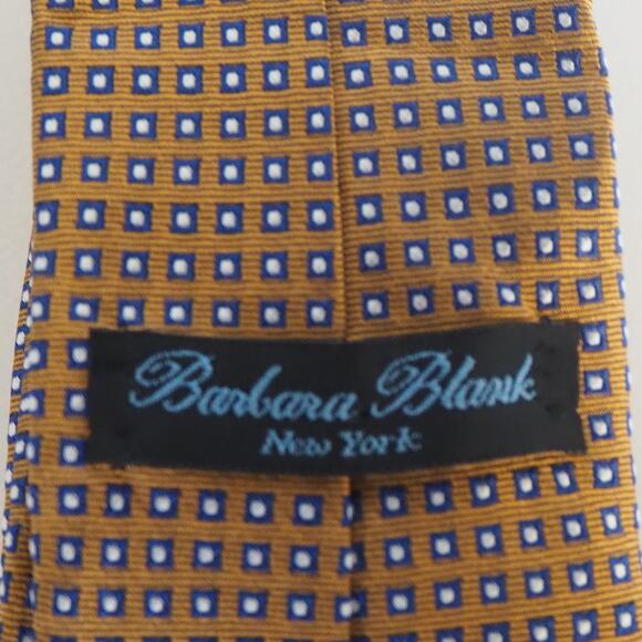 BARBARA BLANK New York Gold 100% Pure Silk Necktie Mens Size 3" x 62 1/4" Tie - Picture 5 of 11